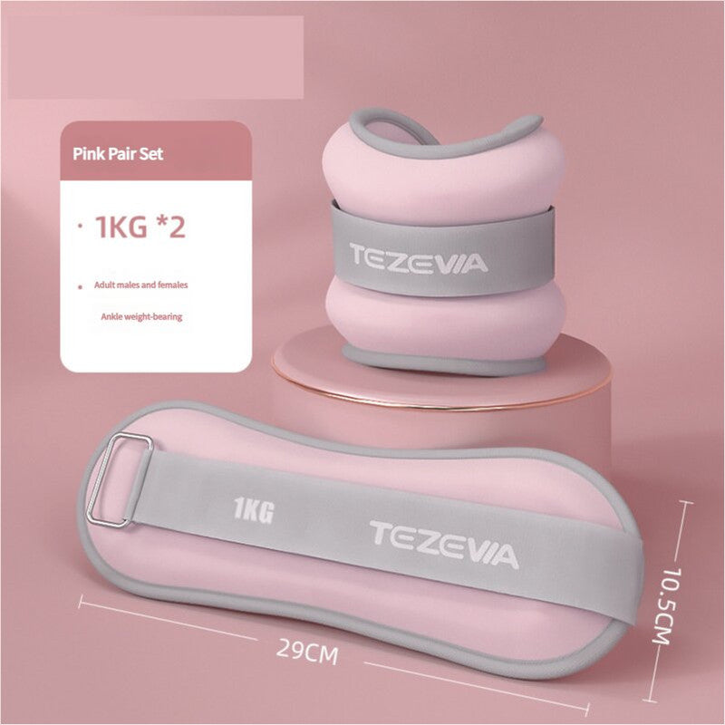 Pink Adjustable Weighted Leg & Wrist Sandbag Set 1kg Each for Fitness, Running, and Dance Training