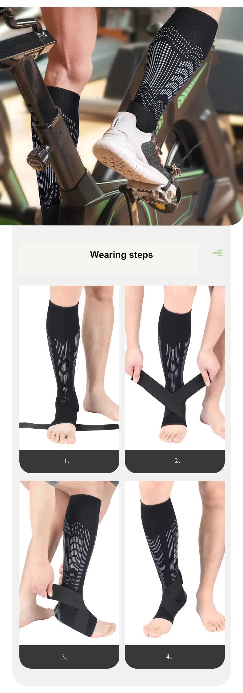 Size L 1 Pair Light Gray Compression Calf Sleeves for Sports - Adjustable Support for Running, Soccer, Hiking & More