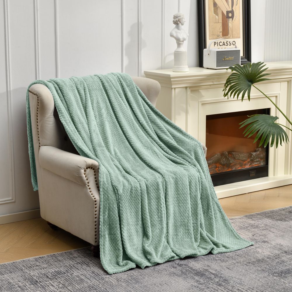 Dark Grey Soft Flannel Jacquard Throw Blanket - Cozy Sofa & Bed Cover, Air Conditioning Blanket, 50 x 60 Inches, Elegant Solid Color