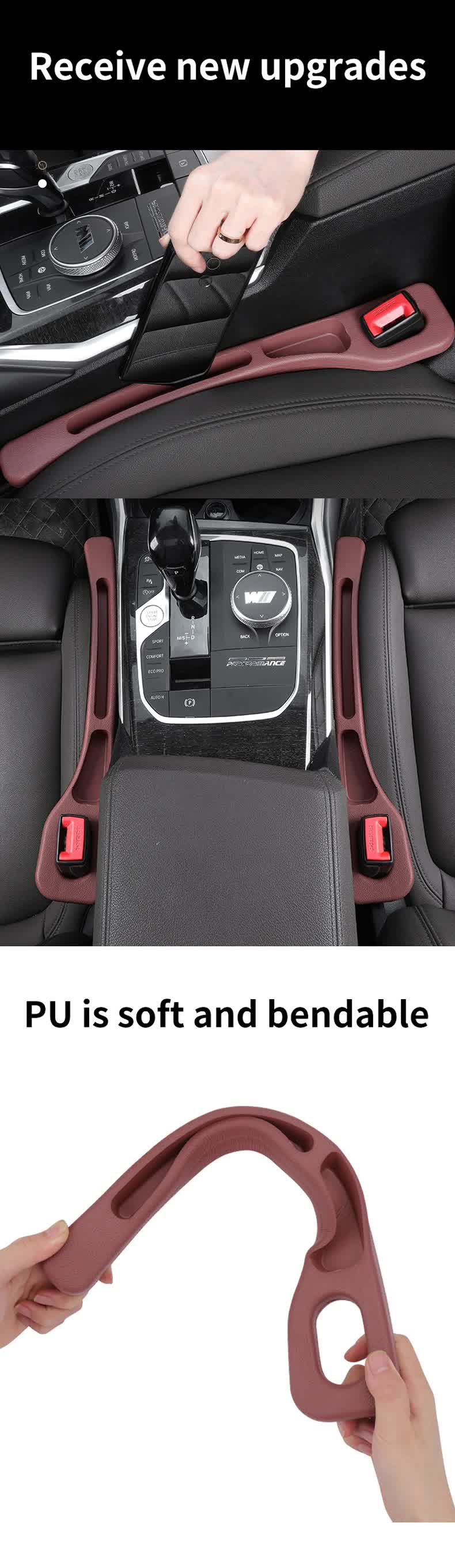 Black Car Seat Gap Filler ??2 Pieces Car Interior Storage Organizer for Front Seat Seam