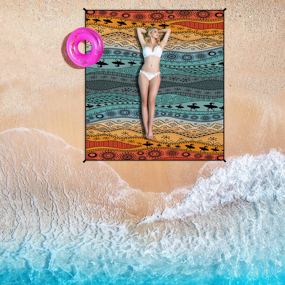 Style STD-001-40 Colorful Quick Dry Beach Mat Sand Proof Waterproof Outdoor Picnic Blanket - Compact & Lightweight