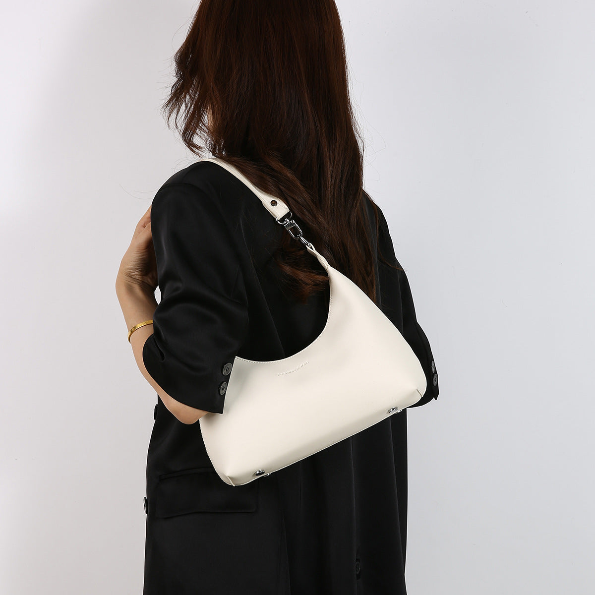 Beige Women's Trendy PU Leather Shoulder Bag - Fashionable Underarm Hobo Bag with Adjustable Strap
