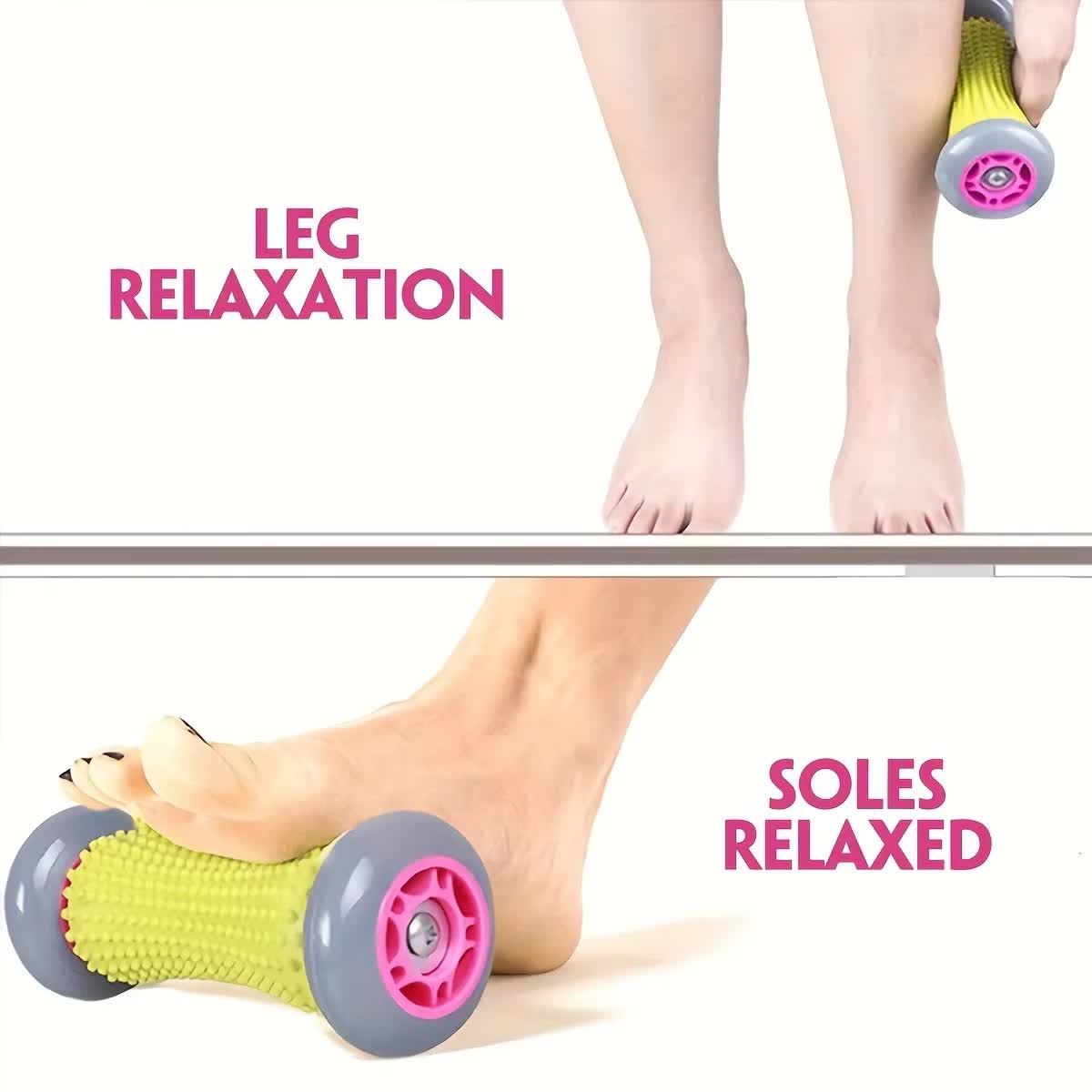 Green And Pink Foot Massage Roller - Plantar Fasciitis & Muscle Relief Tool