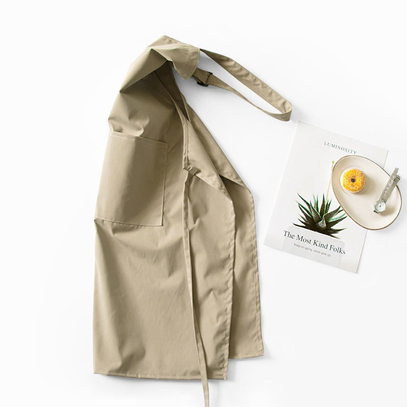 Khaki Waterproof & Oil-Proof Apron - Adjustable Kitchen Apron with Pockets