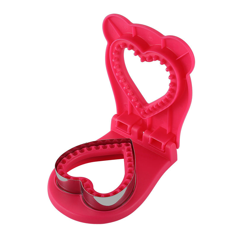 3 Pcs Rose Red Heart Sandwich Maker Sealer - DIY Toast Pocket Bread Cutter & Sealer Mold (PP + 304 Stainless Steel)