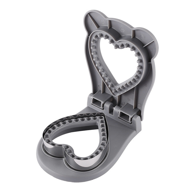 3 Pcs Grey Heart Sandwich Maker Sealer - DIY Toast Pocket Bread Cutter & Sealer Mold (PP + 304 Stainless Steel)