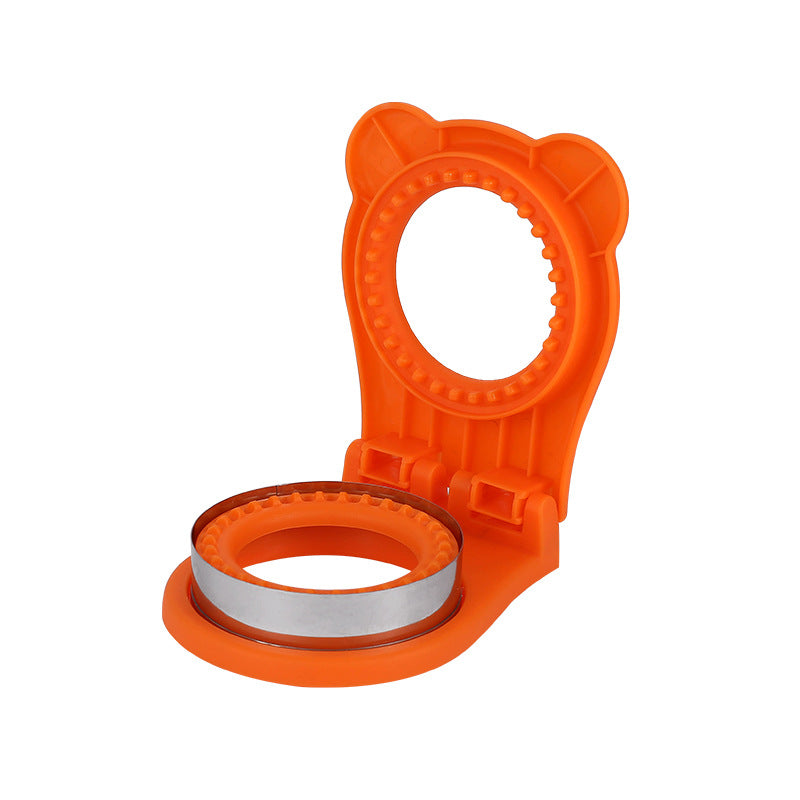 3 Pcs Orange Round Sandwich Sealer & Cutter - Safe Hand Guard Design, DIY Pocket Bread Mold