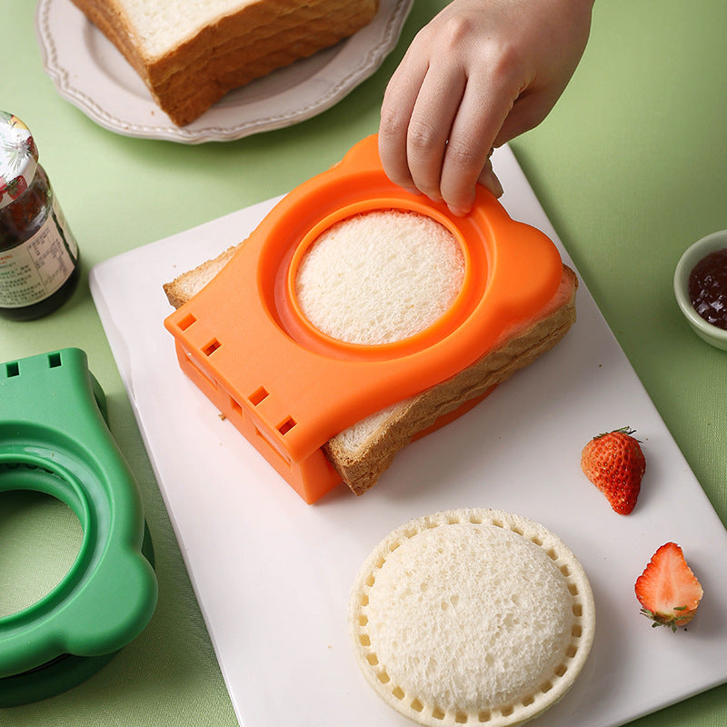 3 Pcs Rose Red Round Sandwich Sealer & Cutter - Safe Hand Guard Design, DIY Pocket Bread Mold