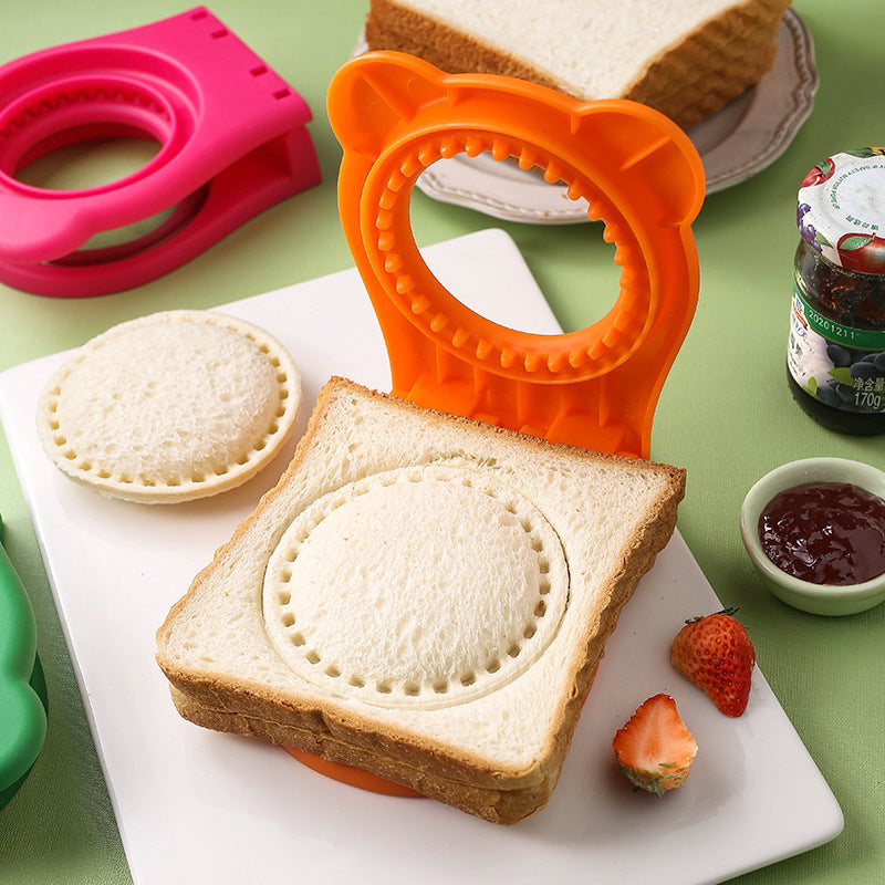 3 Pcs Blue Round Sandwich Sealer & Cutter - Safe Hand Guard Design, DIY Pocket Bread Mold