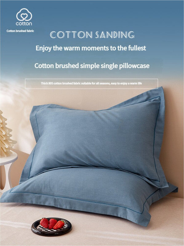 Dark Pink Pure Cotton Flannel Pillowcase Set - Soft, Thickened, Solid Color (Pair, 48x74cm)