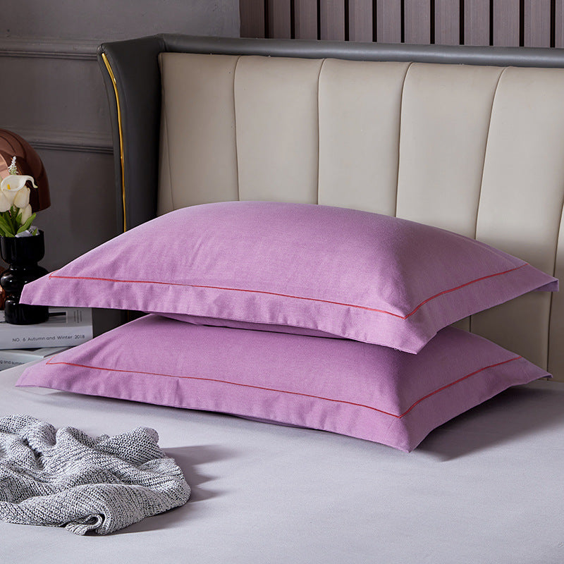 Bright Purple Pure Cotton Flannel Pillowcase Set - Soft, Thickened, Solid Color (Pair, 48x74cm)