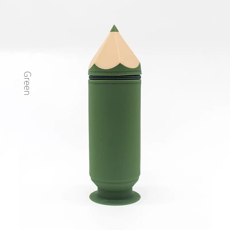 Green Creative Silicone Pencil Case - High-Value Stationery - Large Capacity Desk Organizer