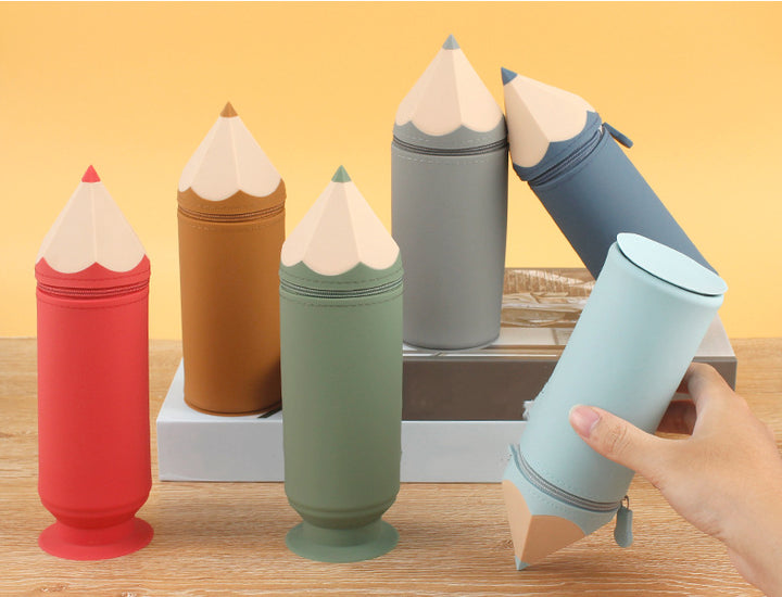 Light Blue Creative Silicone Pencil Case - High-Value Stationery - Large Capacity Desk Organizer