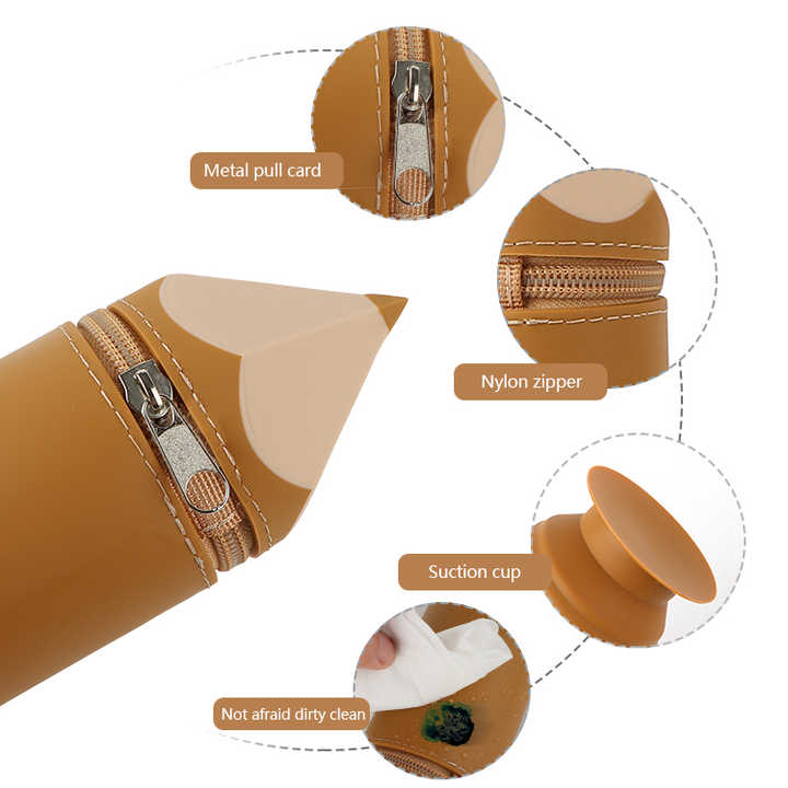 Dark Blue Creative Silicone Pencil Case - High-Value Stationery - Large Capacity Desk Organizer