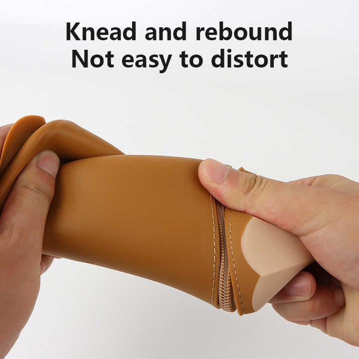 Brown Creative Silicone Pencil Case - High-Value Stationery - Large Capacity Desk Organizer