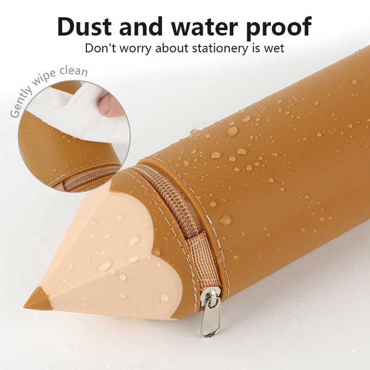 Brown Creative Silicone Pencil Case - High-Value Stationery - Large Capacity Desk Organizer