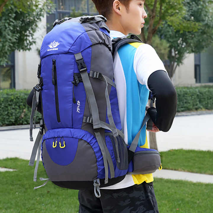 Blue High-Capacity Nylon Hiking Backpack - Durable, Multi-Functional Outdoor Travel Pack
