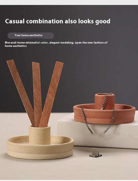 2 Pcs White Straight Bottom Nordic Ceramic Candle Holder with Jewelry Dish - Elegant Minimalist Home Decor Piece