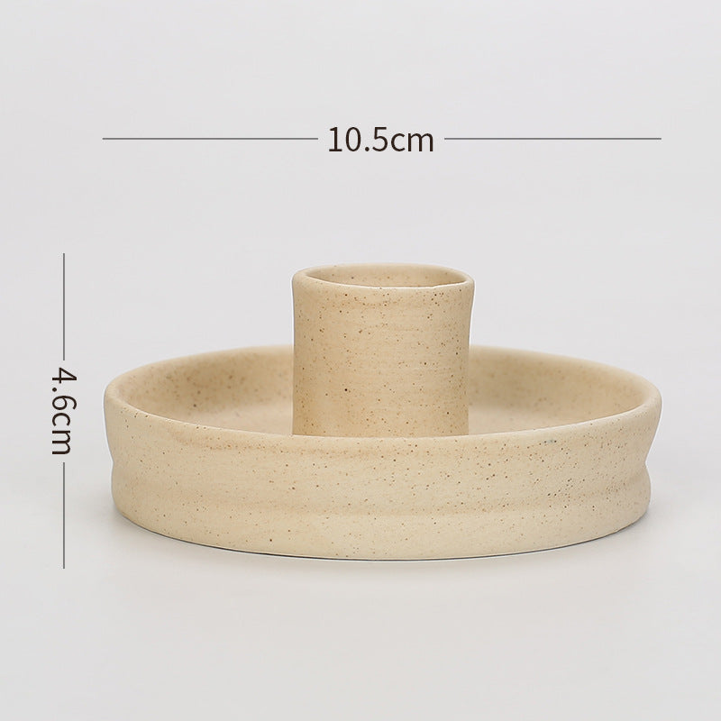2 Pcs Light Yellow Straight Bottom Nordic Ceramic Candle Holder with Jewelry Dish - Elegant Minimalist Home Decor Piece