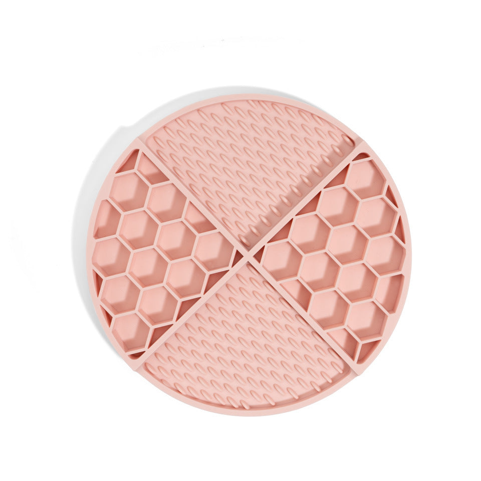 2 Pcs Pink Honeycomb Pet Slow Feeder Bowl - Anti-Choke Silicone Lick Mat with Suction for Dogs
