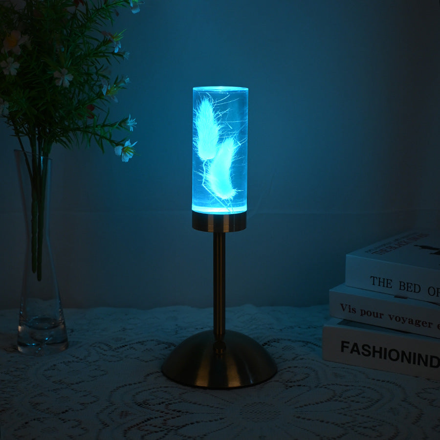 Dogtail Grass Eternal Flower Acrylic Table Lamp - Color-Changing LED, USB Rechargeable, Touch Control