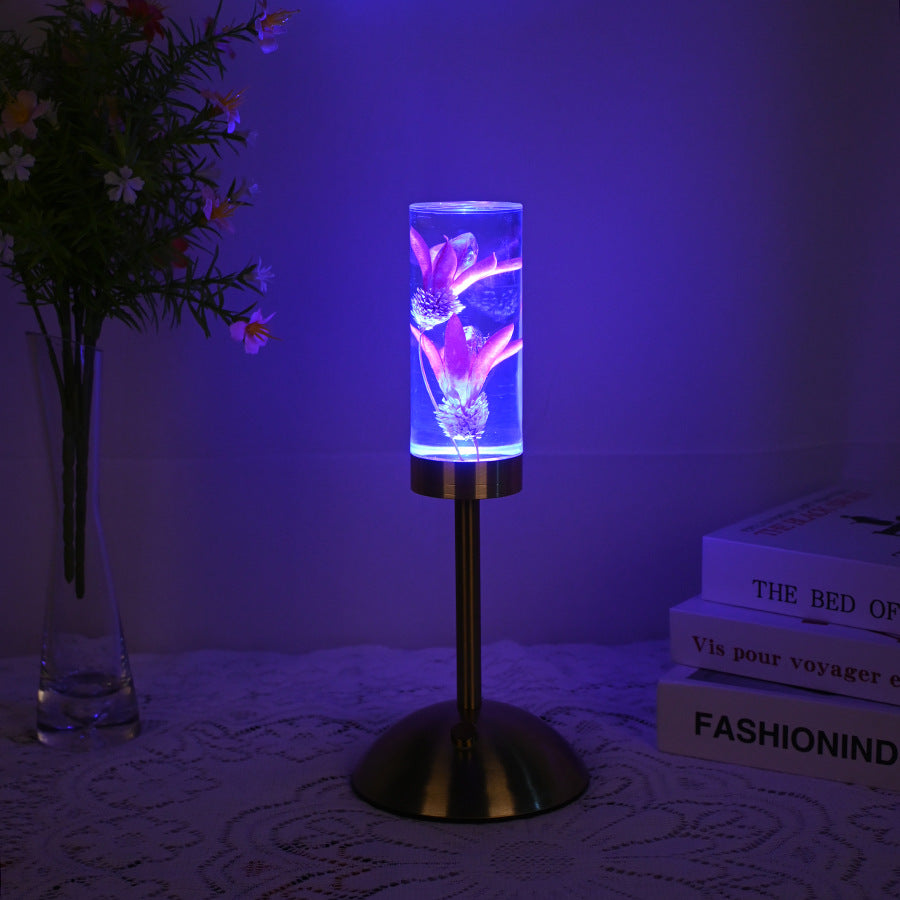 lily Eternal Flower Acrylic Table Lamp - Color-Changing LED, USB Rechargeable, Touch Control