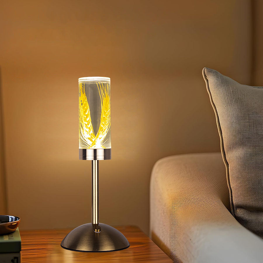 Wheat Ears Eternal Flower Acrylic Table Lamp - Color-Changing LED, USB Rechargeable, Touch Control