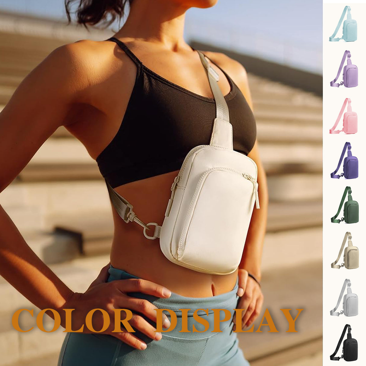 Light Grey Trendy Waterproof Sling Bag - Lightweight Crossbody Chest Pack, Adjustable Strap