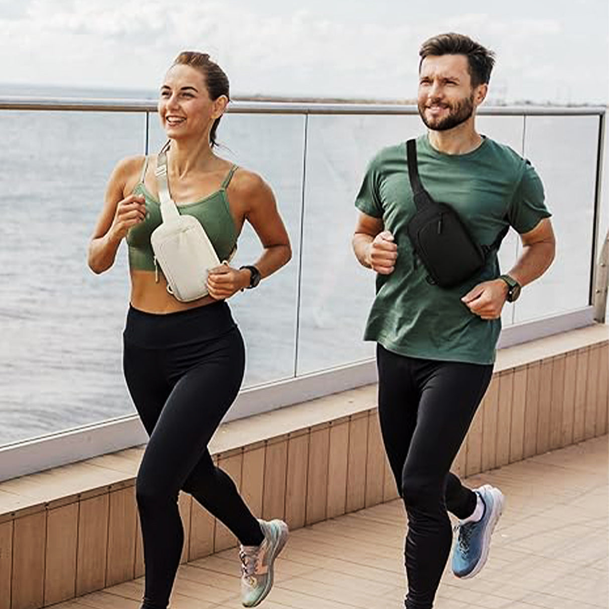 Light Blue Trendy Waterproof Sling Bag - Lightweight Crossbody Chest Pack, Adjustable Strap