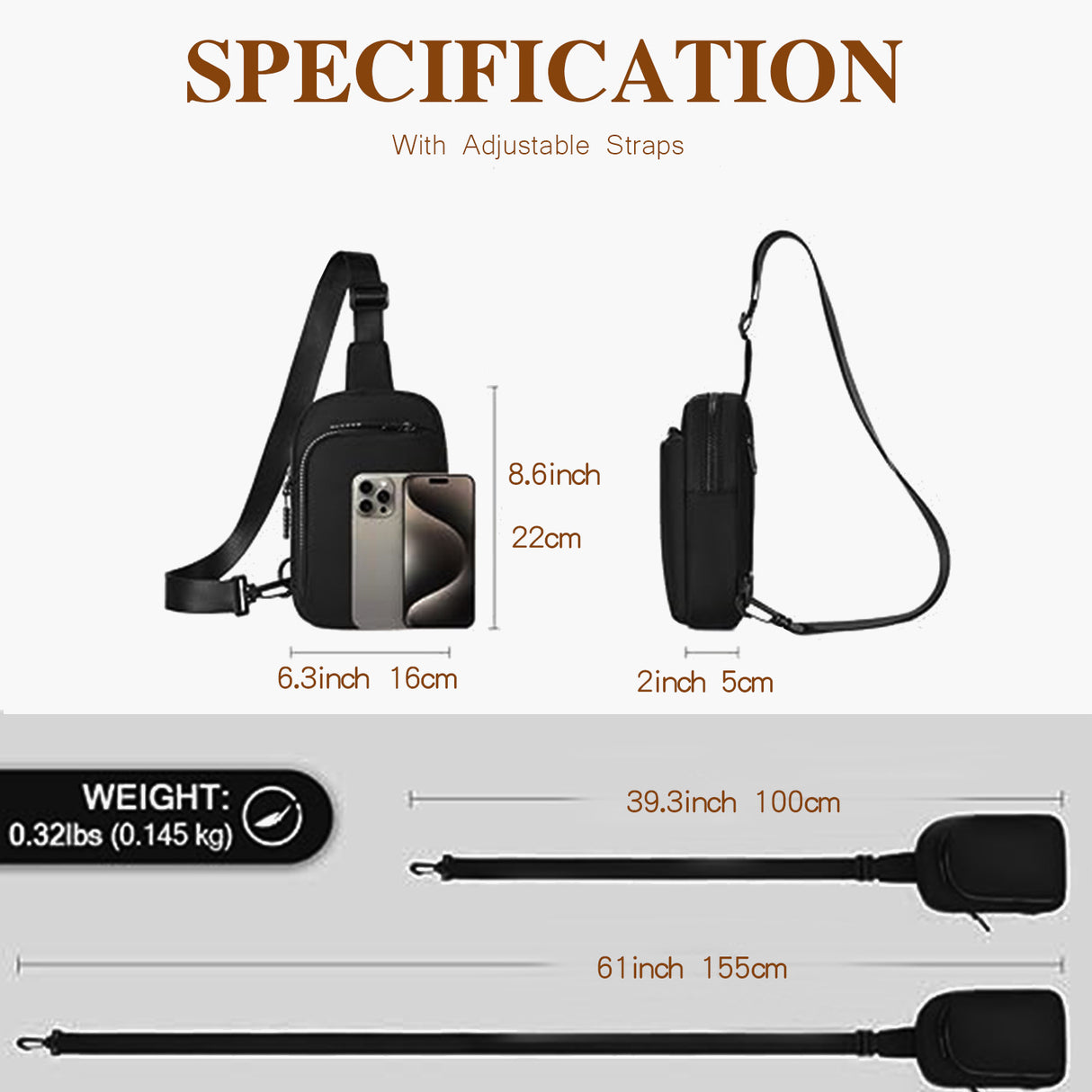 Dark Purple Trendy Waterproof Sling Bag - Lightweight Crossbody Chest Pack, Adjustable Strap