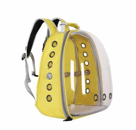 Blue Stylish Transparent PVC Pet Carrier Backpack - Large Capacity, Multi-Use for Birds & Cats(Including Wooden Stick)