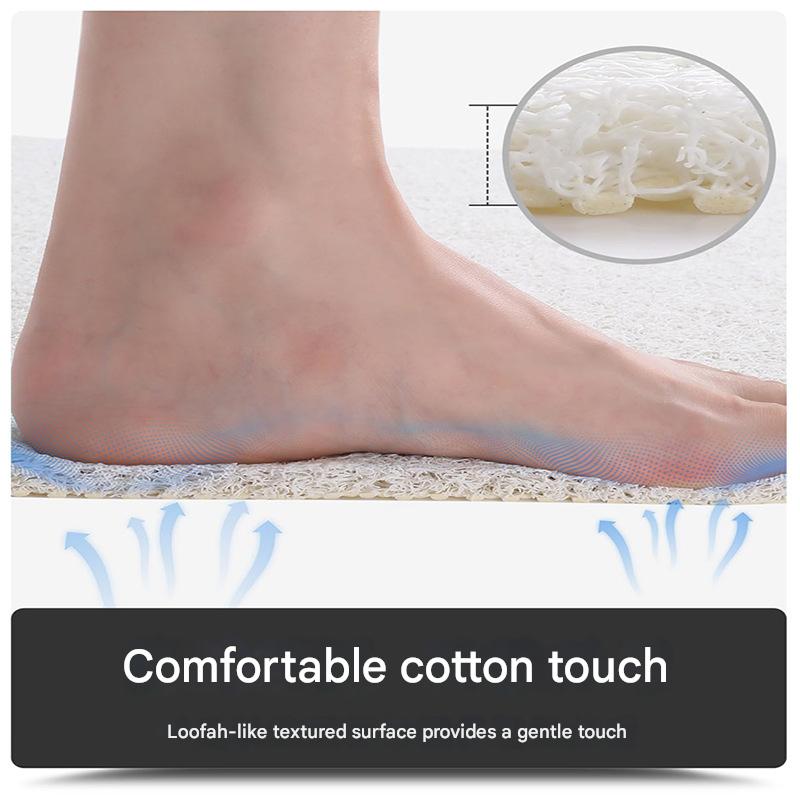 Yellow Leaves Pattern PVC Non-Slip Bath Mat 50x80cm - Shower Drain Hole Design, Soft & Quick-Dry Bathroom Rug