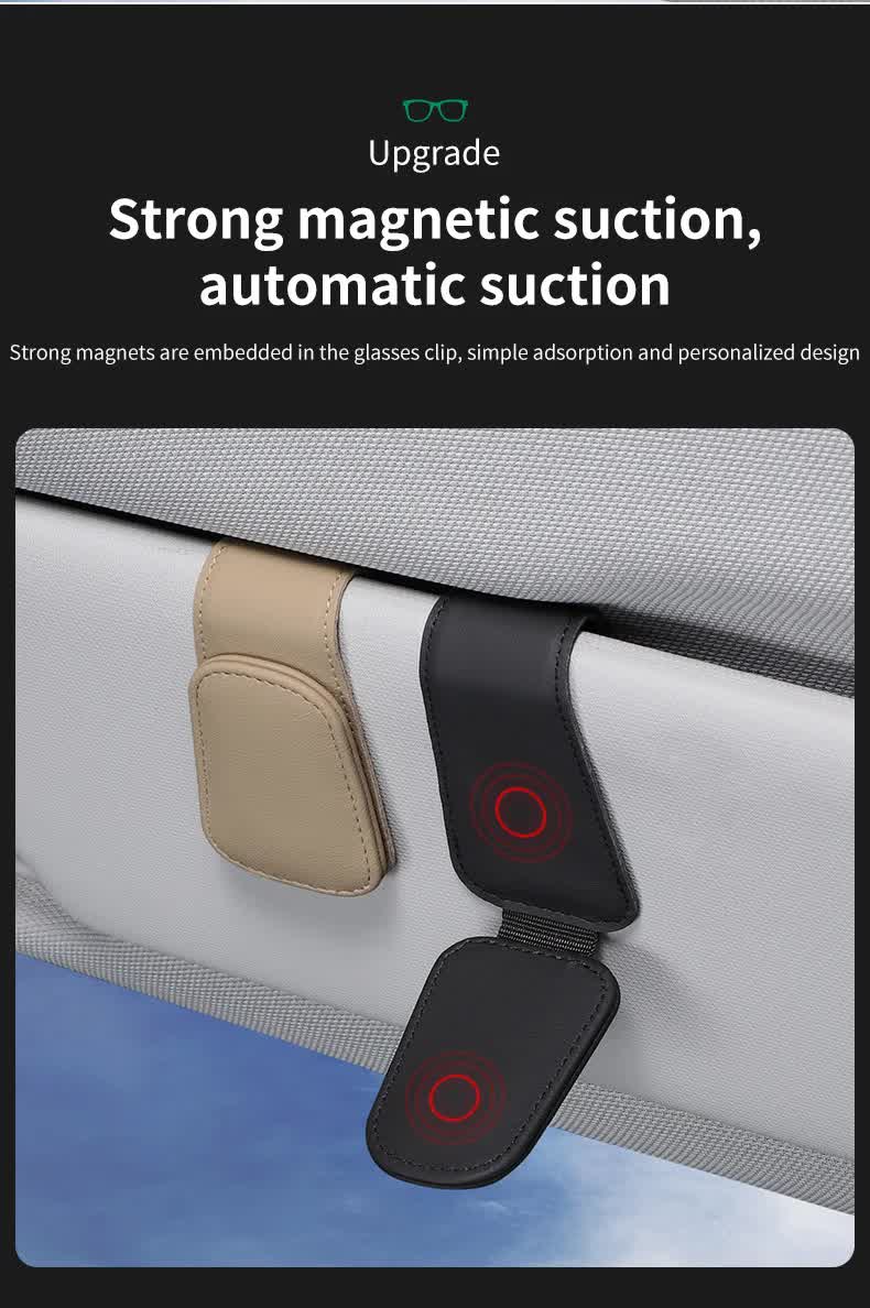 2 Pcs Wine Red PU Leather Car Visor Sunglasses Holder - Multi-Functional Clip for Glasses, Cards & Tickets, 9.5x4.5cm