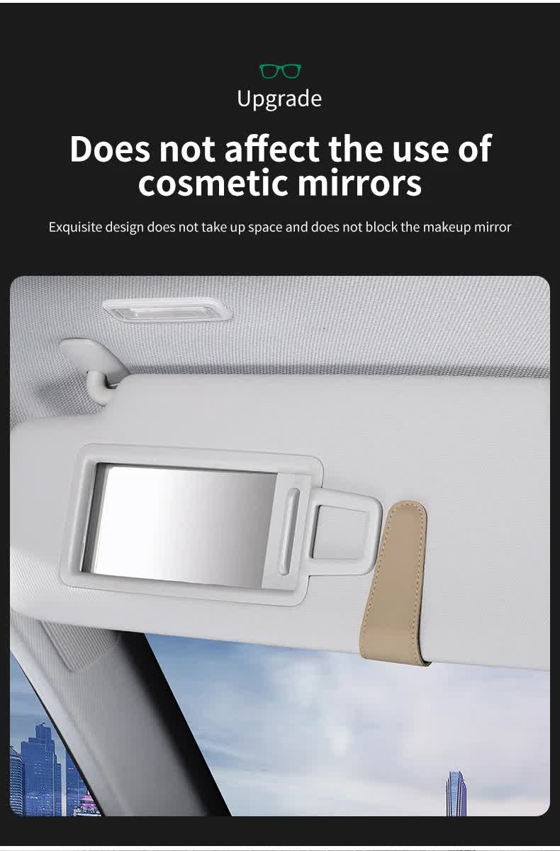 2 Pcs Orange PU Leather Car Visor Sunglasses Holder - Multi-Functional Clip for Glasses, Cards & Tickets, 9.5x4.5cm