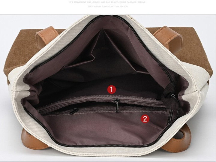 Purple And Brown Canvas Tote Bag for Women - Multi-Use Shoulder Handbag & Backpack, Large Capacity, 30x10x40cm