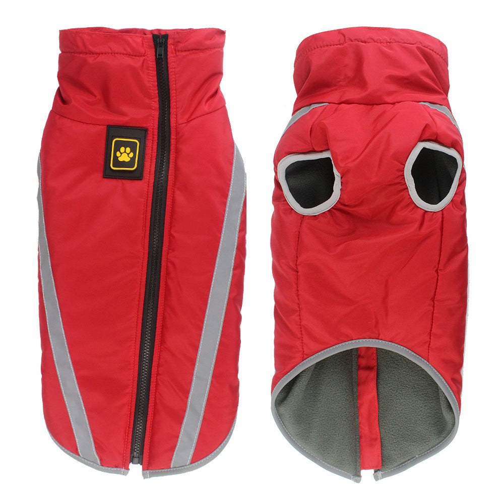 Size 2XL Red Reflective Winter Dog Jacket - Warm & Waterproof Outdoor Coat for Large Breeds