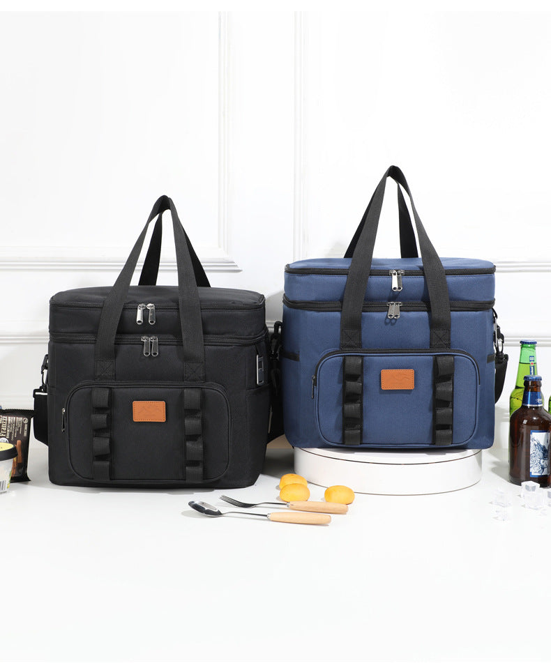 Black 23L Extra Large Insulated Cooler Bag with Double Layers - Perfect for Camping, Picnics, and Ou