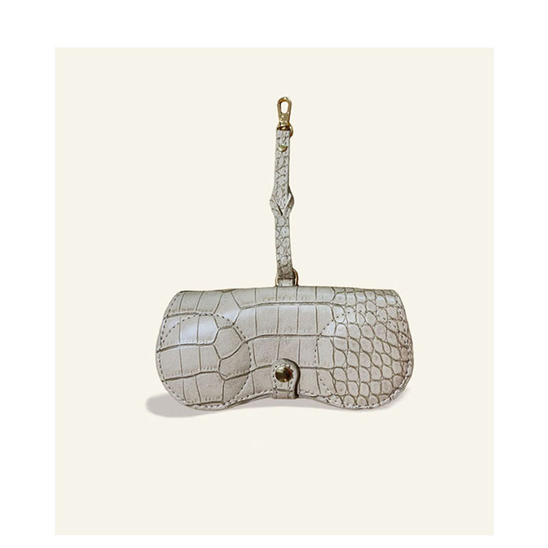 Pink Stylish PU Leather Eyeglass Case - Portable Sunglasses Storage Pouch with Strap for Men and Women