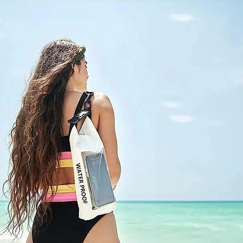 Black And Green 2L Waterproof Phone Pouch - Multi-Functional PVC Dry Bag for Swimming and Water Activities