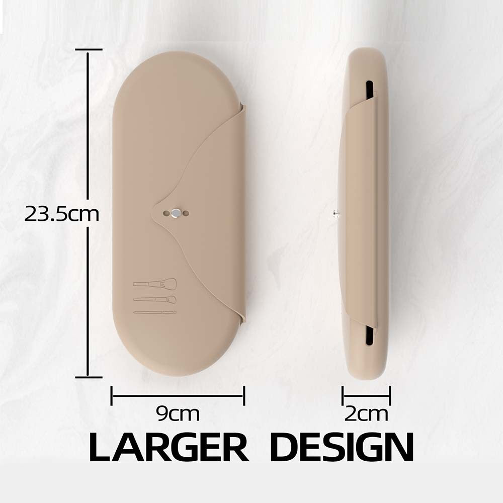 2 Pcs Beige Elegant Silicone Makeup Brush Storage Case - Travel-Friendly, Dustproof, and Multi-Functional