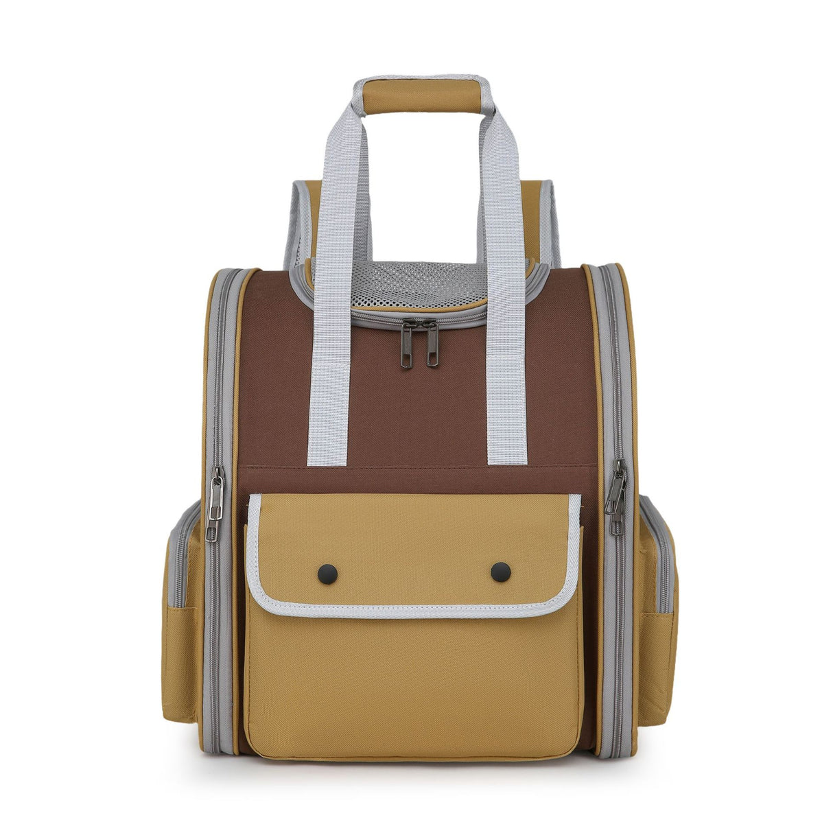Khaki Portable Pet Carrier Backpack - Spacious, Breathable, and Travel-Friendly for Cats and Small Dogs