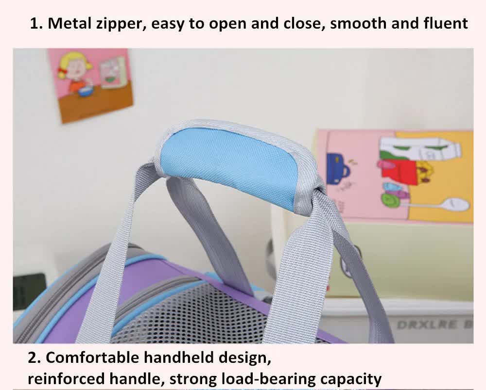 Blue And Purple Portable Pet Carrier Backpack - Spacious, Breathable, and Travel-Friendly for Cats and Small Dogs