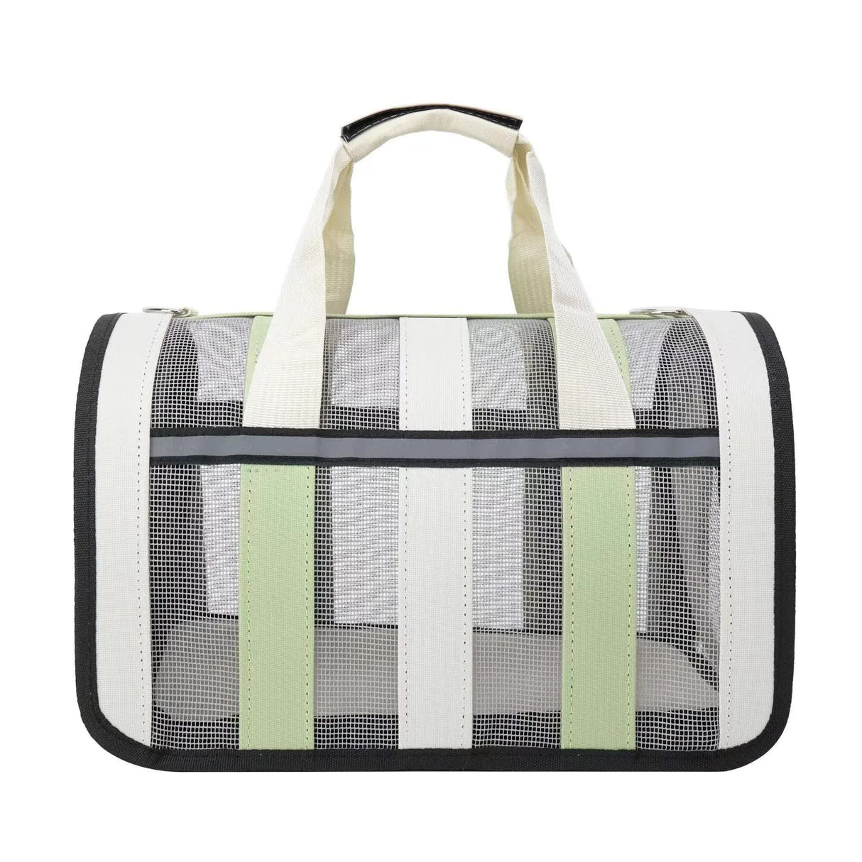 Size S Light Green And White Foldable Pet Carrier Bag - Lightweight, Breathable, and Spacious for All Seasons