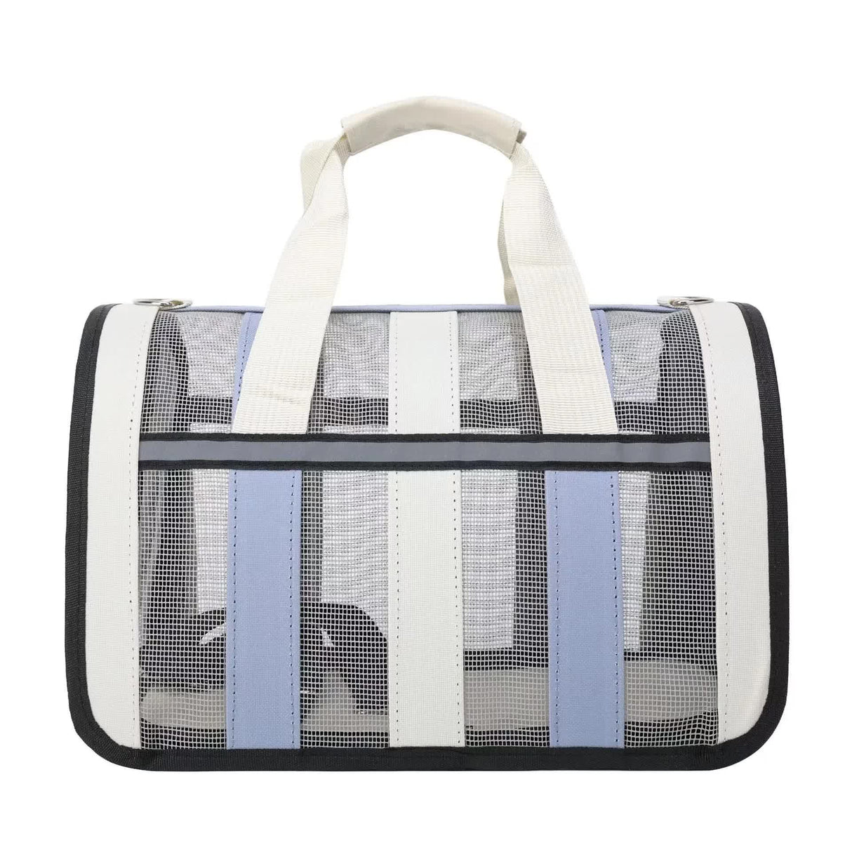 Size M Blue And White Foldable Pet Carrier Bag - Lightweight, Breathable, and Spacious for All Seasons