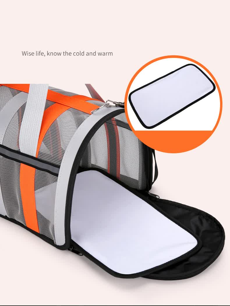 Size M Green And White Foldable Pet Carrier Bag - Lightweight, Breathable, and Spacious for All Seasons