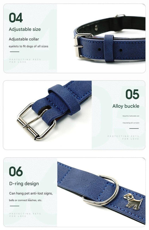 2 PCS Red Soft Leather Dog Collar - Adjustable & Durable for Medium/Large Dogs M-(58*2.5cm)