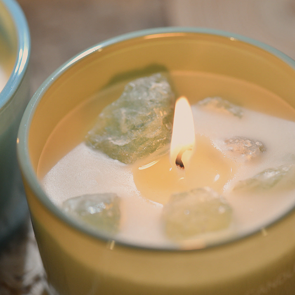 3 PCS (Sweet lemon)Macaron Crystal Stone Scented Candle - Aromatherapy Gift