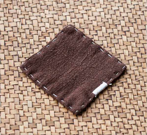 Brown Chinese Style Linen Coasters - Set of 4, Hand-Embroidered Tea Mats (9x9cm)