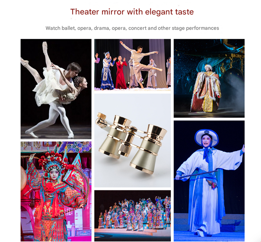 White Elegant Theatre Binoculars - Portable & Stylish Handheld Opera Glasses (Focal length: 400mm)