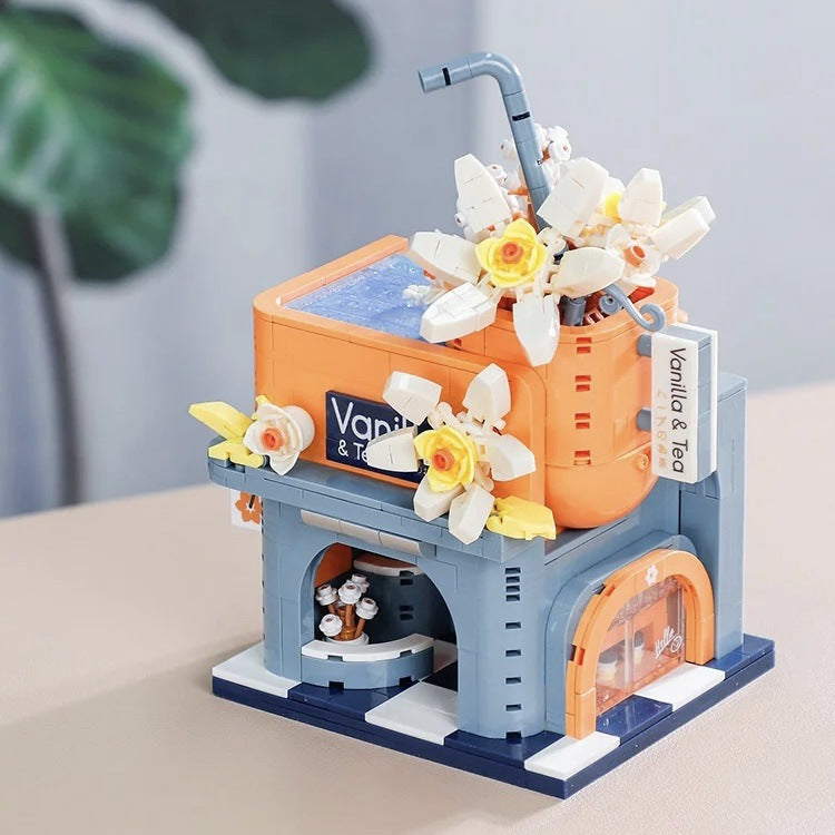 (Milk Tea Shop) Enchanting Streetscape Blocks - Creative Building Blocks Set